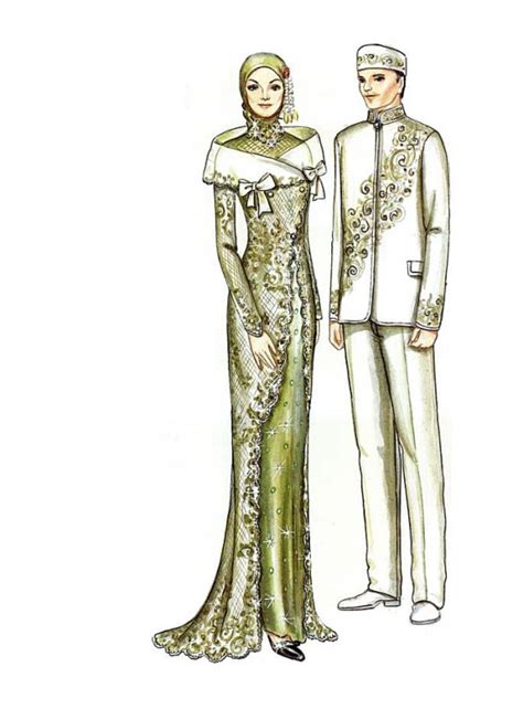 Gambar Kartun Pengantin Jawa Hitam Putih Cute Bridal Couple Java Sketchy Style Stock