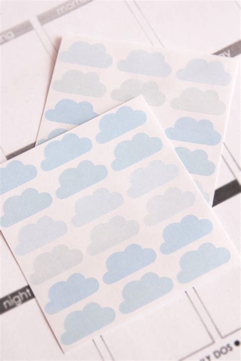 36 matte solid cloud stickers life planner stickers