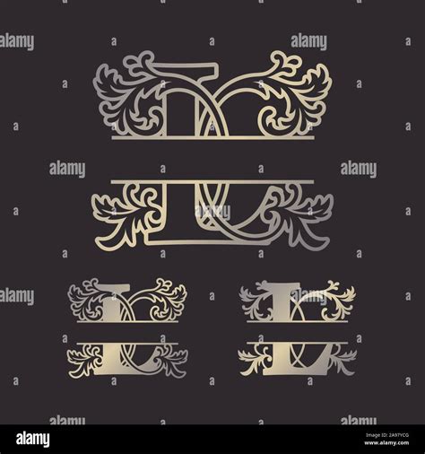 Alphabet Split Monograms Split Letter Monogram Alphabet Frame Font