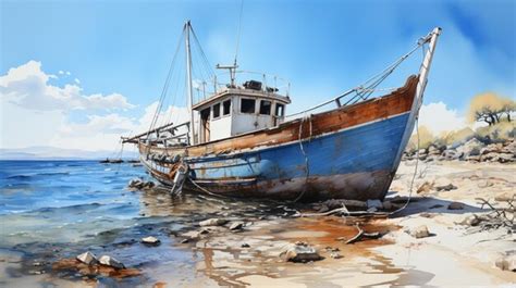 Premium Photo | Watercolor drawing of a boat