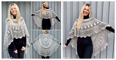 Circular Asymmetric Long Poncho Crochet Pattern Crochet Poncho Patterns Crochet Clothes