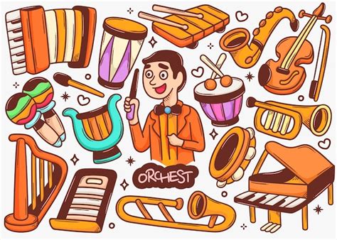 Orquesta Doodle Colecci N De Vectores De Color Dibujados A Mano