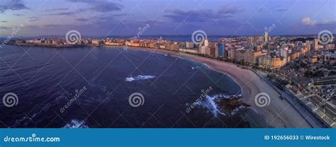 Coruna Aerial View In Riazor Galicia Spain Drone Photo Editorial