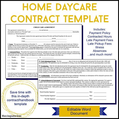 Home Daycare Contract Parent Handbook Template In Depth Policies