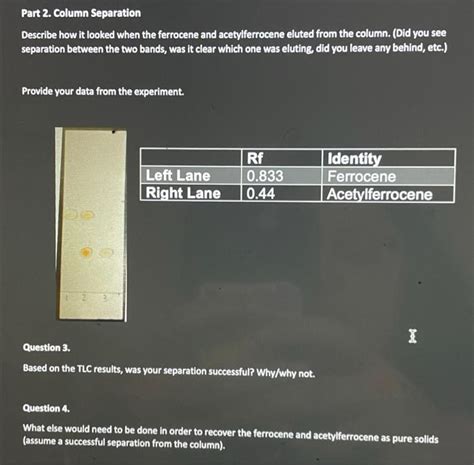 Solved Part Tlc Solvent Trials Provide Your Data From The Chegg