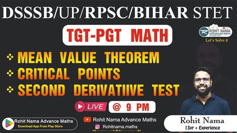 Dsssb Up Tgt Pgt Rpsc Bihar Stet Math Mean Value Theorem By