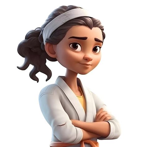 Renderização 3d da mulher de negócios dos desenhos animados bandana