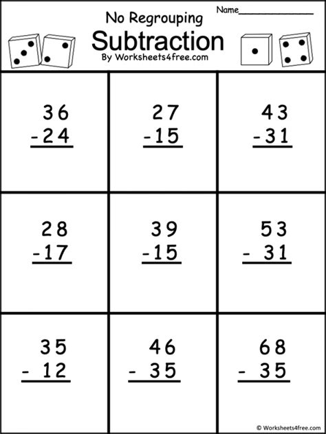 Subtraction No Regrouping Worksheets4free Free Worksheets