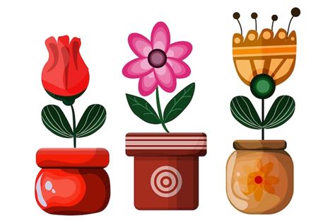 Premium Vector | Vector of flower pots in cartoon design