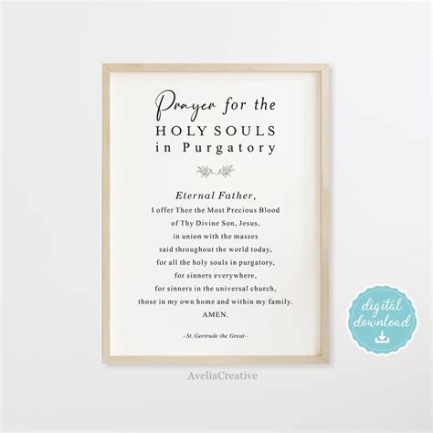 Prayer for Holy Souls in Purgatory Printable Wall Art Instant - Etsy Canada