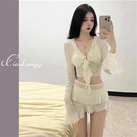 Swimsuit New Bikini Four Piece Suit Sexy Split French Conservative Hot Spring Swimsuit