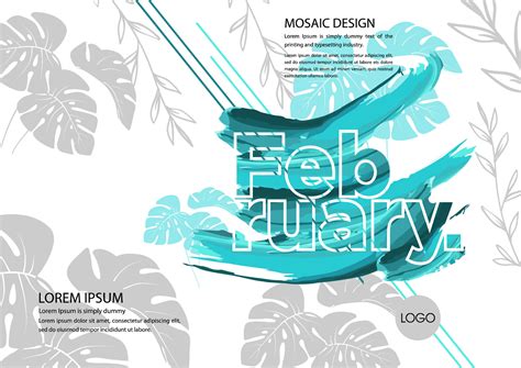 february calendar template with abstract leaves and text 29046365 ...