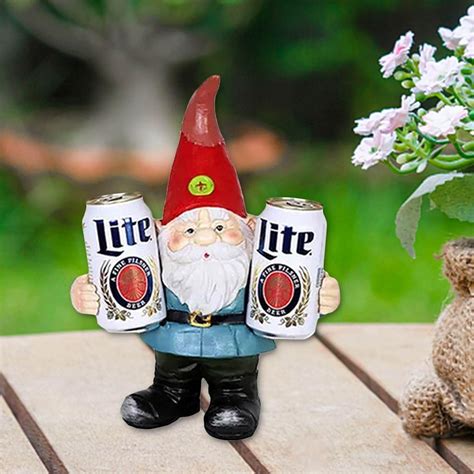 Bluesa Garden Gnome Drunk Beer Statue Resin Ornament