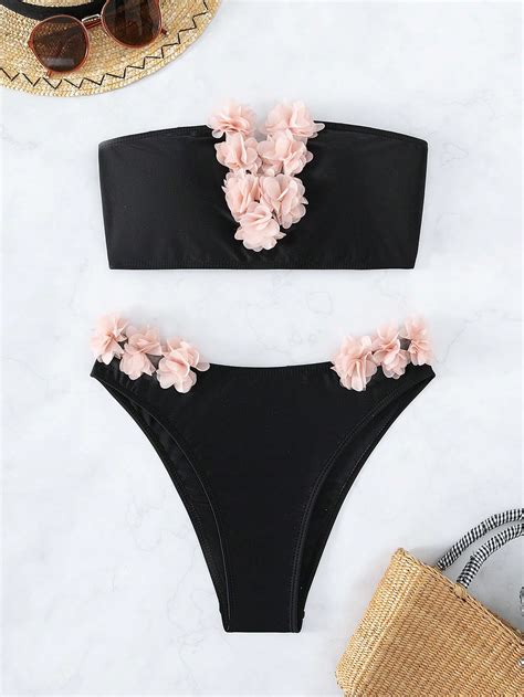 SHEIN Swim Chicsea Appliques Bandeau Bikini Swimsuit SHEIN EUR