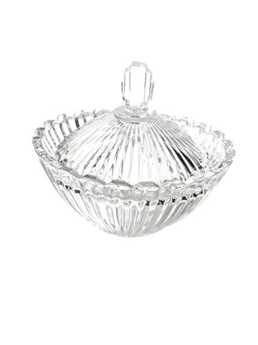 Mikasa Marquette Ribbed Crystal Candy Dish Trinket Dish Bowl And Lid Art