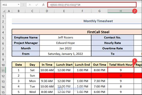 How to Create a Monthly Timesheet in Excel (with Easy Steps)