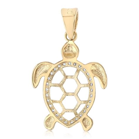 14K Gold Sea Turtle Charm Pendant