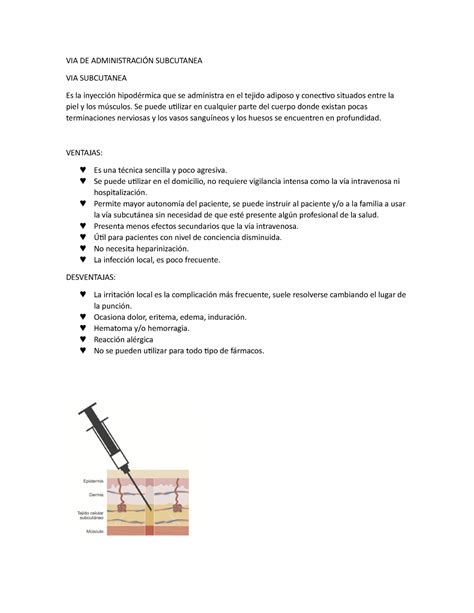 Via De Administración Subcutanea Via De AdministraciÓn Subcutanea Via