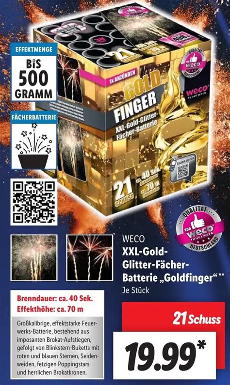 Weco Xxl Gold Glitter F Cher Batterie Goldfinger Aanbieding Bij Lidl