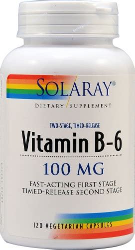 Solaray Vitamin B 6 Vegetarian Capsules 100 Mg 120 Ct King Soopers