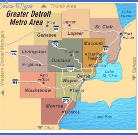 Map Of Detroit And Suburbs Archives Map Travel Holiday Vacations