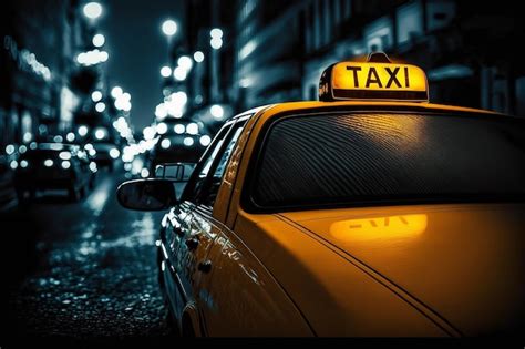 Premium Photo Taxi At Night AI Generated