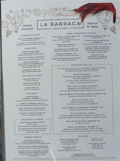 Arroceria La Barraca Benalm Dena S Full Menu Online