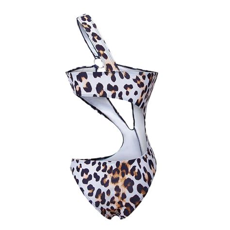 Custom New Asymmetric Monokini One Shoulder Print One Piece Bikini Cutout Ring Swimsuit Women