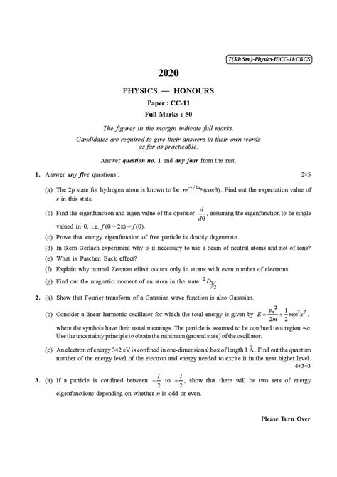 File Cu B Sc Honours Physics Semester V Paper Cc Qp Pdf