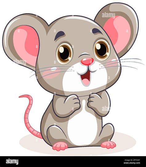 Cute Little Mouse With Big Ears Cartoon Character Illustration Stock