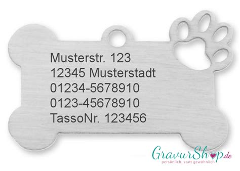 Personalisierte Hundemarke Knochen Nr 27 XL GravurShop