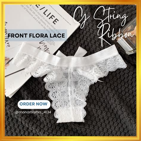 Mona Lingerie G String Panties Sexy 3psc Thong With Elegant Lace Ribbon T Back Underwear Seluar