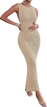 Lilosy Sexy Crochet Split Loose Beach Swimwear Bikini Cover Ups Dress At Amazon Womens Clothing