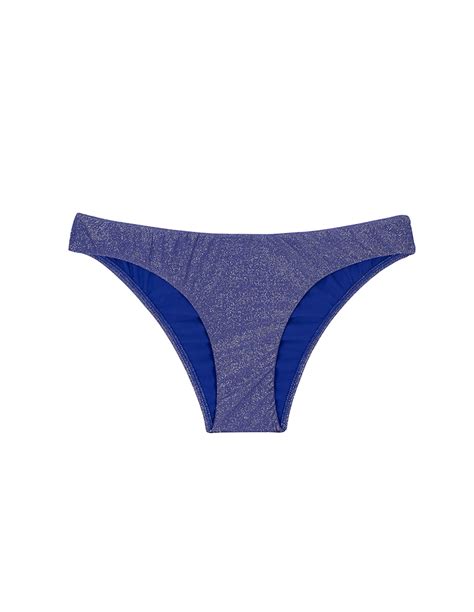 Fixed Bathing Tanga In Dark Blue Lurex Calcinha Radiante Azul Marinho