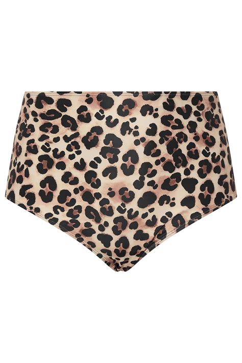 YOURS Plus Size Black Leopard Print High Waisted Bikini Briefs Yours Clothing