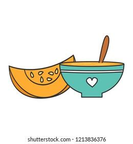 Cute Cartoon Hot Bowl Pumpkin Cream Stock Vector Royalty Free 1213836376 Shutterstock