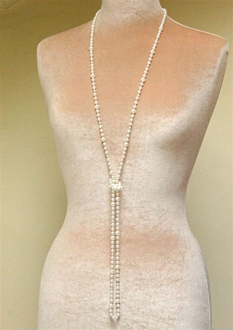 Extralong Pearl Necklace Long Flapper Necklace By Ilovehoneywillow 175 00 Long Pearl