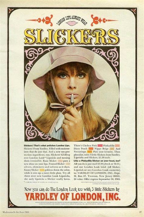 London Lips Shrimpton Yardley Vintage Ads