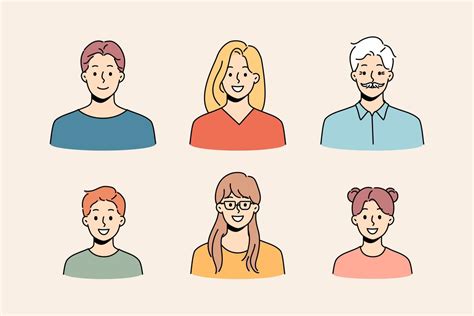 Avatars of diverse people set. Collection of younger and older person ...