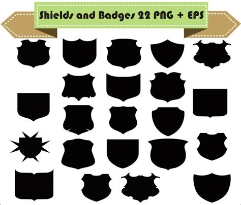 Shields And Badges Vintage Motif Shapes Pack Silhouette Vector Clipart