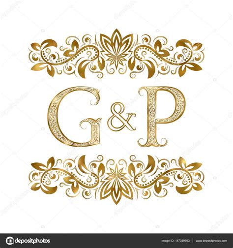 G And P Vintage Initials Logo Symbol The Letters Are Surrounded By