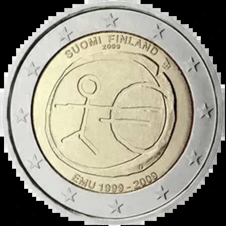 2 Euros Conmemorativos Finlandia 2009 Unión Económica y Monetaria