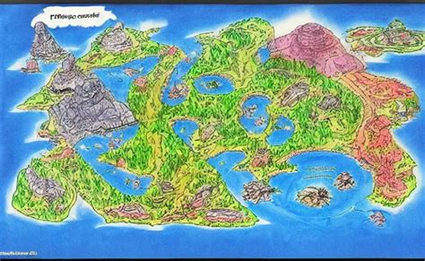 Futuristic Fantasy Island Map Drawn With Crayons Stable Diffusion