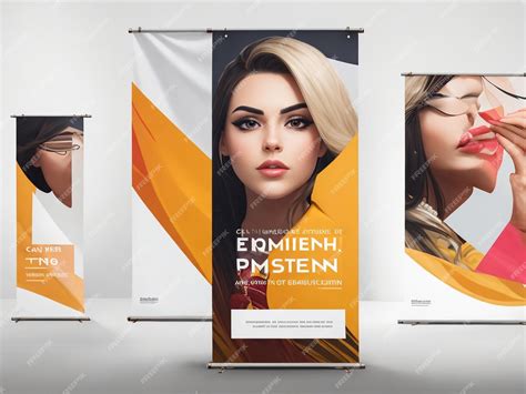 Premium Photo Roll Up Banner Stand Template Design For Brochure Flyer