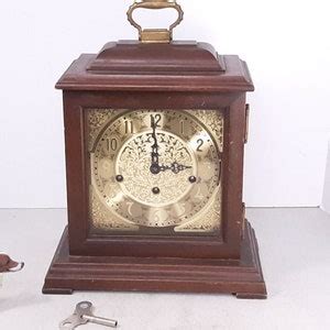 Vintage Sligh Wind Up Mantel Clock With Key For Parts Repair Model