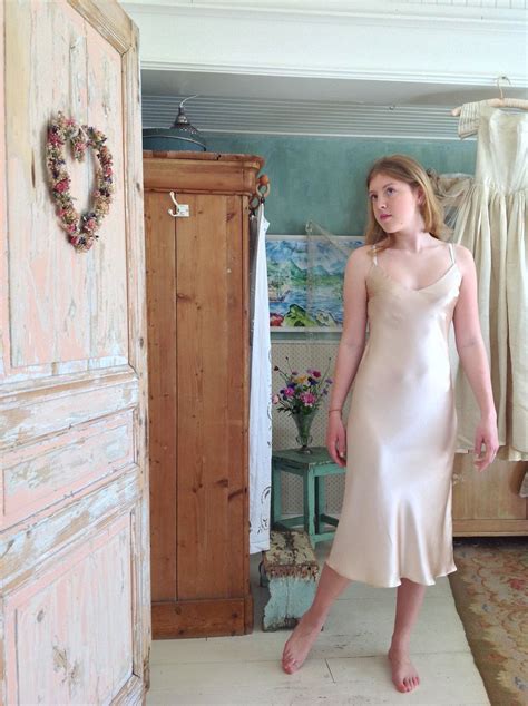 Nude Silk Vintage Slip Dress Etsy UK Vintage Slip Dress Vintage Slips Slip Dress