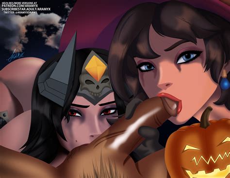Warlock Ashe Witch Kiriko Double BJ By Aramyx Hentai Foundry