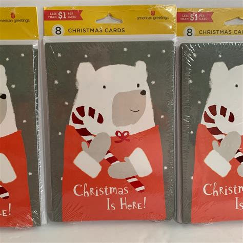 American Greetings Christmas Cards Envelope Polar Bear Candy Cane 3