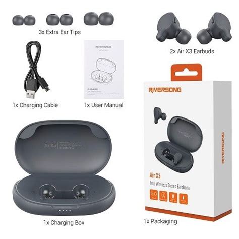 Riversong Air X3 True Wireless Stereo Earbuds With Microphone Black