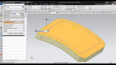 Nx Cad Project Curves From Sketch Or Offset Curves In Face Youtube